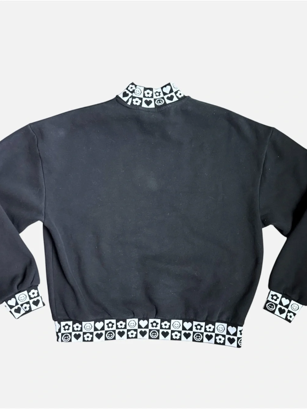 Lazy Oaf Black Sweatshirt Hearts Monochrome Mockneck y2k Women’s Small Medium